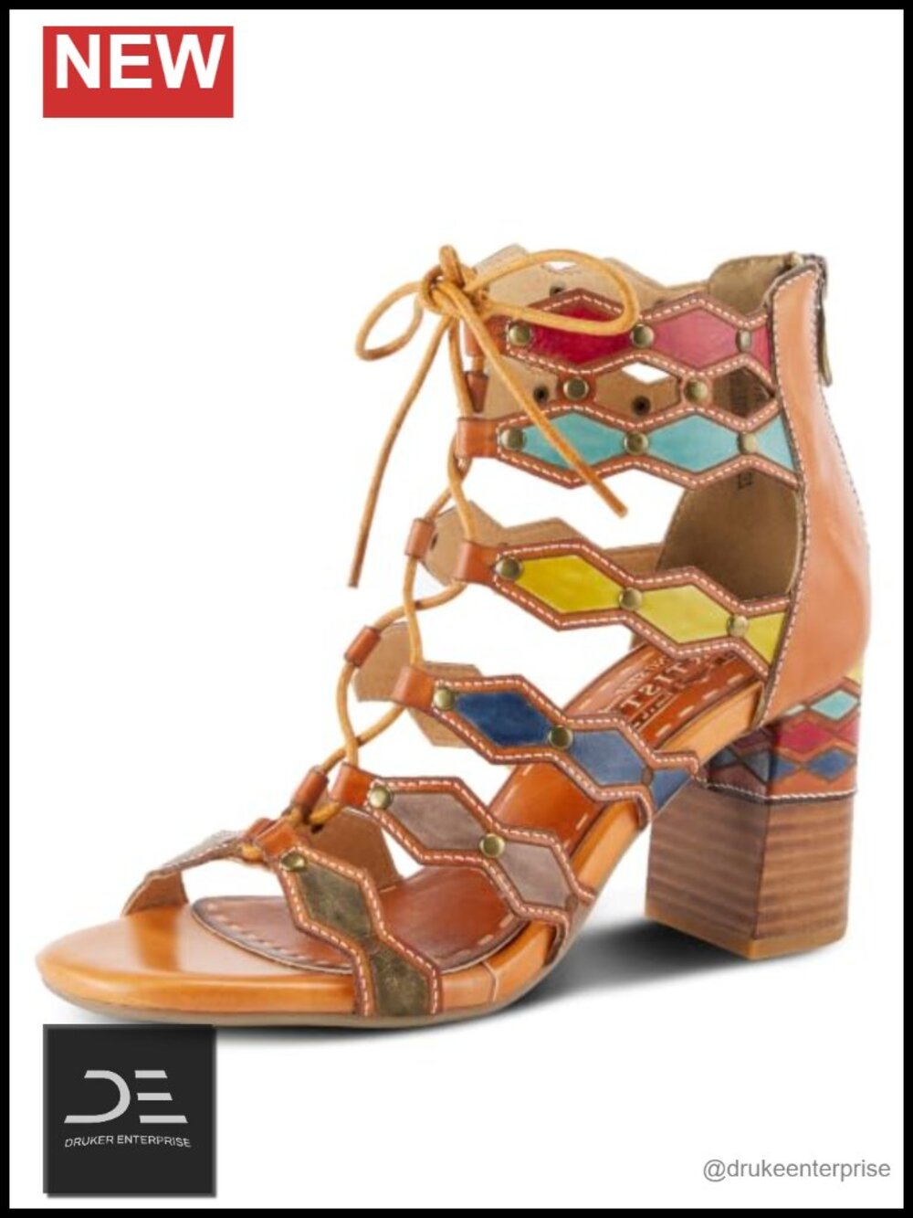 Leather Heeled Sandals Lace Up Platform Ankle Strap